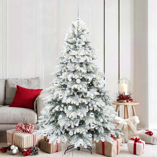 Kunstig juletre med 300 LED med stativ grønn 180 cm PE og PVC