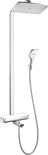 Hansgrohe Raindance Select E360 1jet 360x190 mm, med kartut, Hvit/Krom