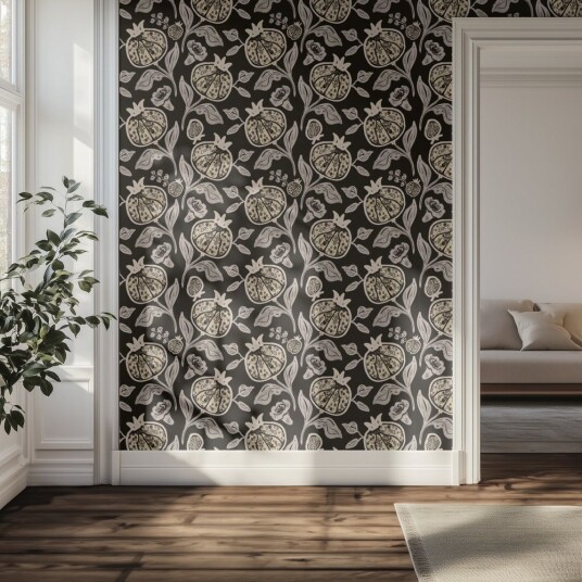 Tapet – Svart granateplemotiv