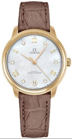 Omega Dameklokke 434.53.34.20.55.002 De Ville Prestige Hvit/Lær Ø34