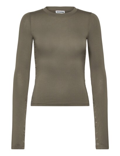 Weekday Press Studs Long Sleeve Khaki green XL