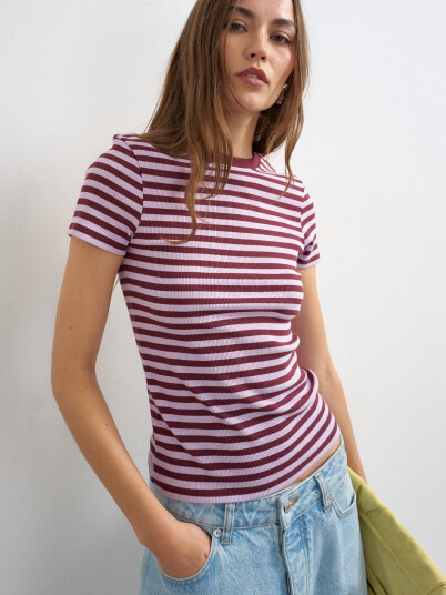 Topshop Reba Short Sleeve Tee Lilla M