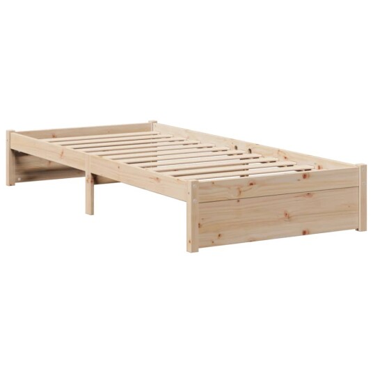 Seng med bokhylle uten madrass 90x190 cm heltre furu 8721158611925