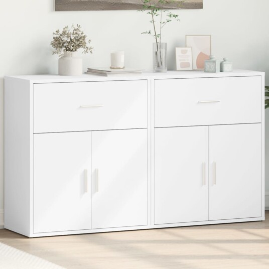 Skjenker 2 stk hvit 60x31x70 cm konstruert tre