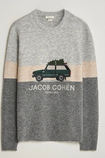 Jacob Cohën Embroidery Knitted Apres Ski Crew Neck Grey