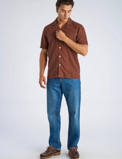 Lindbergh Casual Linen Blend Resort S/S   Brown   L