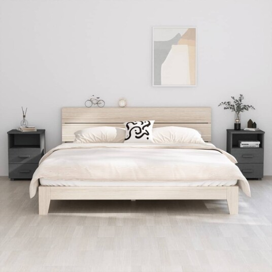 vidaXL Nattbord HAMAR 2 stk mørkegrå 40x35x62 cm heltre