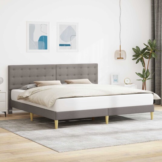 Sengestamme med hodegjerde Gråbrun 180 x 200 cm Stoff