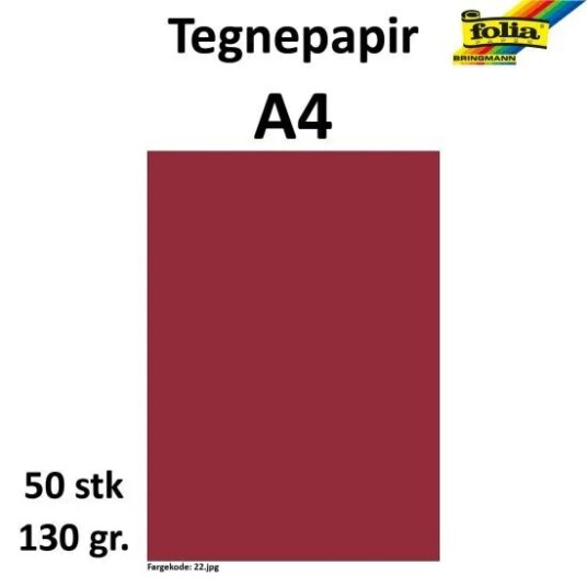 Folia Tegnepapir A4 50 ark, 130g, Burgunder Folia Tegnepapir A4 50 ark, 130g, Burgunder
