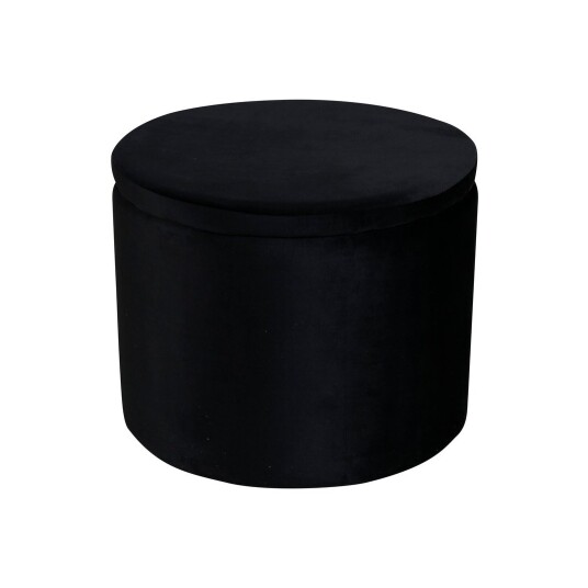 Venture Home Dunken puff, fotskammel med oppbevaring Ø51cm velour svart. 1666891-04-0 1666891-06-0