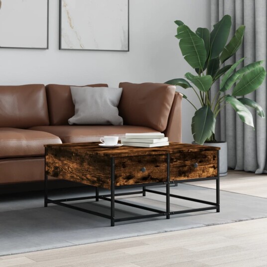 Salongbord røkt eik 80x80x40 cm konstruert tre 8721012125179