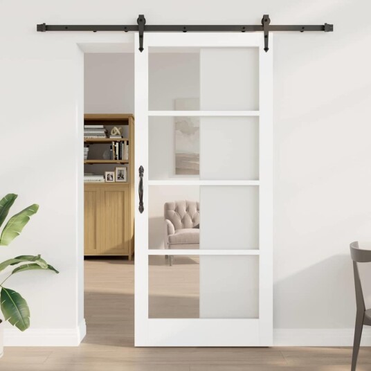 vidaXL Skyvedør med Hardware Set Hvit 93x211 cm Solid Tre Furu
