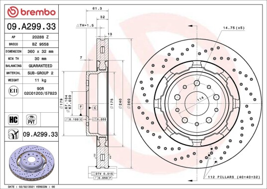 Bremseskive BREMBO 09.A299.33