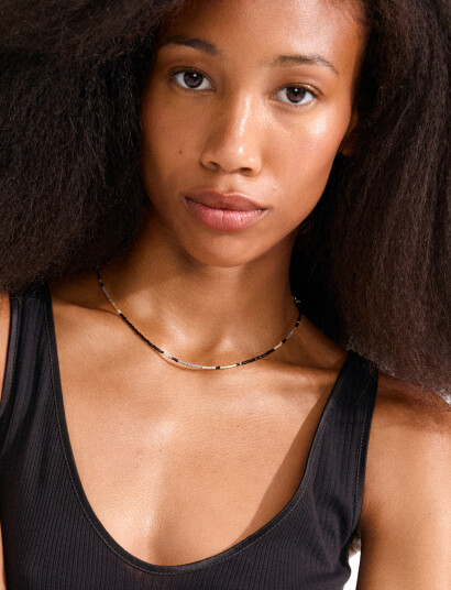 Pilgrim Alison Necklace Black Gold Plated   Black   ONE SIZE