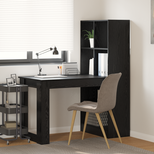  Skrivebord med hylle med lagring Svart eik 122 x 67 x 145 cm