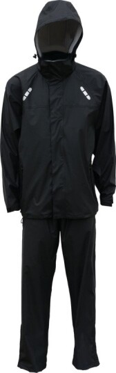 Lyngsøe regnsett sort str 3 xl polpu 170g vind og vanntett