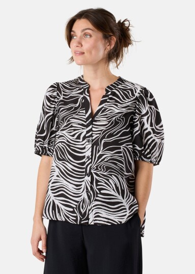Seaside Hudson Top S/S W Black Leaf 48 Singlet