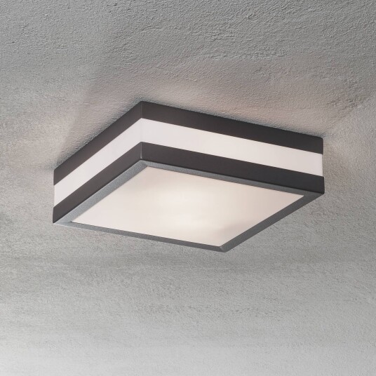 Brilliant Matteo utendørs taklampe 2 x E27 IP44 antrasitt Matteo dimbar Sort Rustfritt stål Moderne Vegg kantet