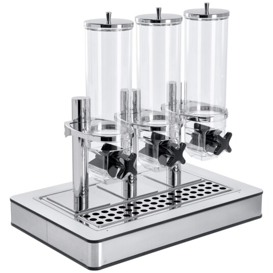 VEGA Müslidispenser Fundale hvit trippel 1/1; Størrelse GN 1/1 57x36.5x64.7 cm  LxBxH ; Hvit/Transparent/Stålgrå; Rektangulær