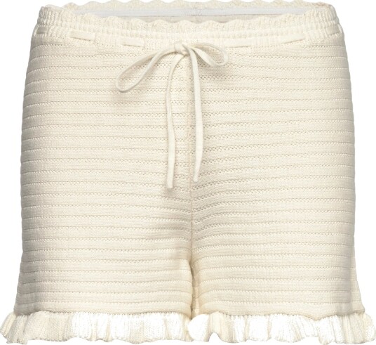 Monki Mini Knitted Shorts Cream XS