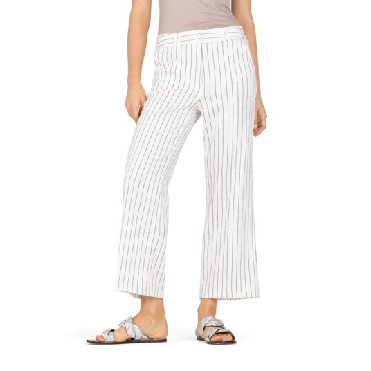 Cambio California Linen Blend Woven Pinstripes White-Black Hvit 34 Cambio California Linen Blend Woven Pinstripes White-Black Hvit 34
