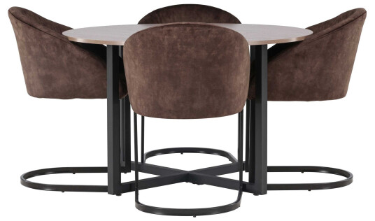 Venture Design Durango & Evening spisegruppe Mørkebrun/valnøtt 4 stoler & bord 120 cm