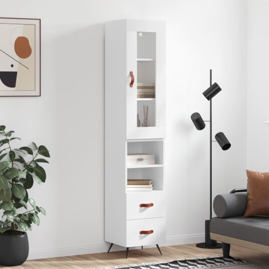 vidaXL Highboard hvit 34,5x34x180 cm konstruert tre 8720845486952