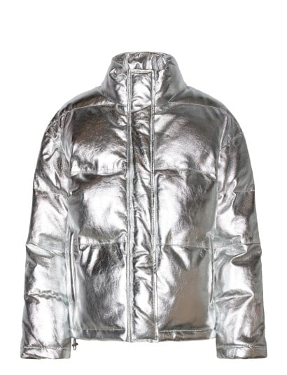 DEPECHE Luludep Quilted Leather Jacket Silver 40 DEPECHE Luludep Quilted Leather Jacket Silver 40