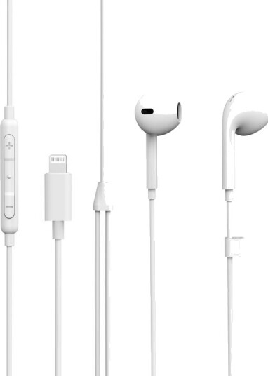 eSTUFF - Ørepropper med mikrofon - ørepropp - kablet - Lightning - hvit - for Apple iPhone (Lightning)