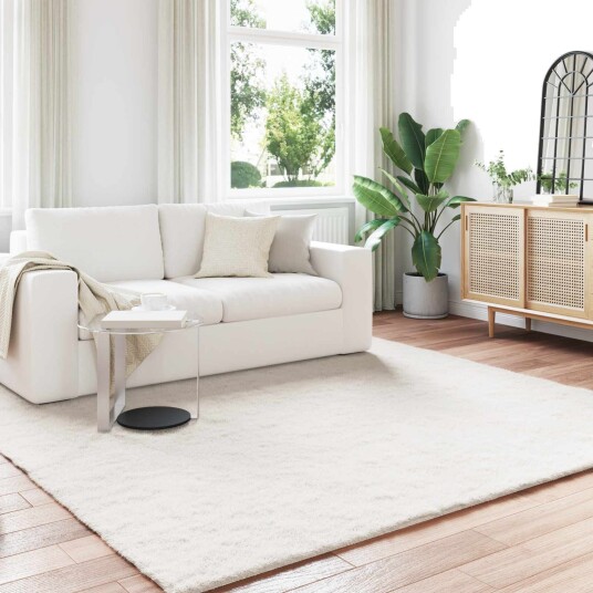 Kunstpels Kanin Teppe Olite Krem 240 x 240 cm Polyester