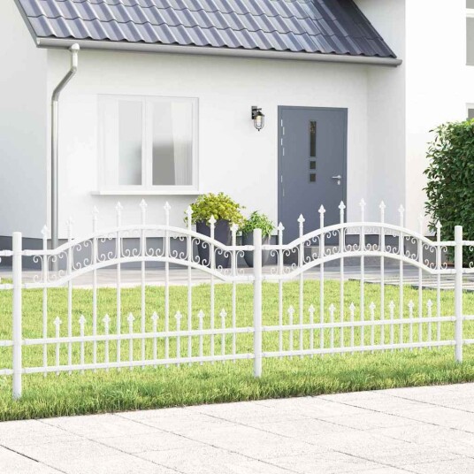 vidaXL Hagegjerde Hvit 115 cm Pulverlakkert stål