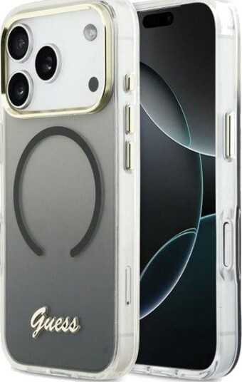 GUESS IML Gradient Script Metal MagSafe Case for iPhone 17 Pro Max - Black