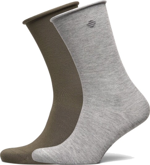Panos Emporio 2Pk Jenny Bamboo Roll Top Grey ONE SIZE 36 40
