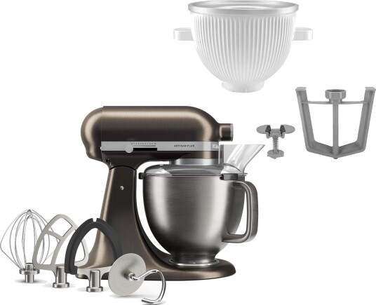 Kitchenaid Artisan Plus kjøkkenmaskin med iskremtilbehør iron ore