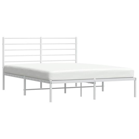 vidaXL Sengeramme i metall med sengegavl hvit 150x200 cm
