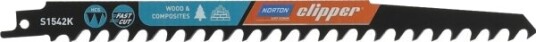 Stikksagblad Norton Pjukle S1542k 240Mm / 2 Stk, Mykt Tre, Byggtre