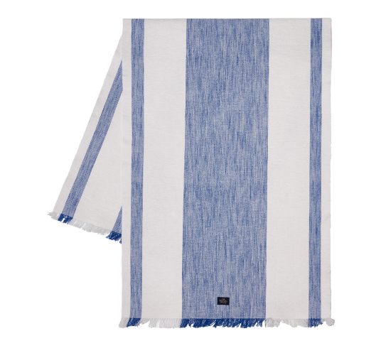 Løper med frynser 50x150 cm blå hvit