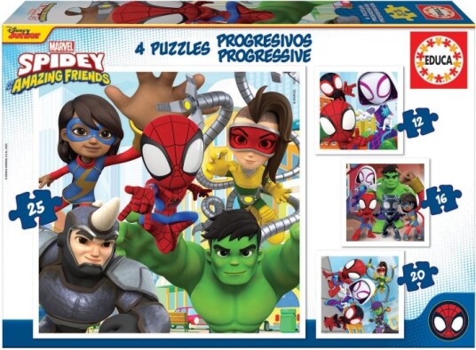 Educa Spidey&Amazing Friends puslespill 12-16-20-25 brikker