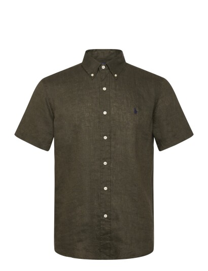 Polo Ralph Lauren Custom Fit Linen Shirt   Khaki green   S
