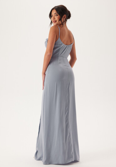 Bubbleroom Occasion Waterfall Slit Satin Gown