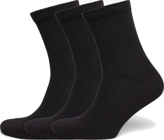 Weekday 3 Pack Ribbed Sporty Crew Socks   BLACK   36 38