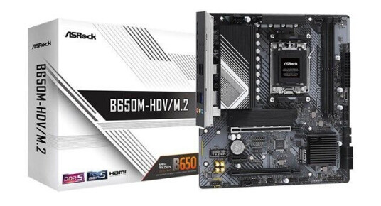 ASRock B650M-HDV Hovedkort Micro ATX med AM5 Sokkel og DDR5-6200 ASRock B650M-HDV Hovedkort Micro ATX med AM5 Sokkel og DDR5-6200