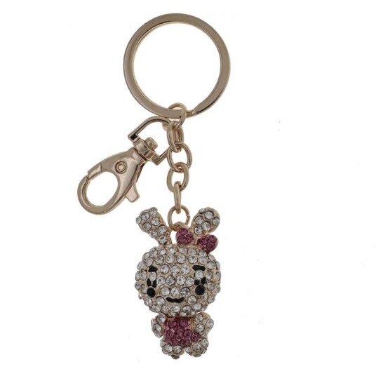 Nøkkelring bag charm kanin rosa