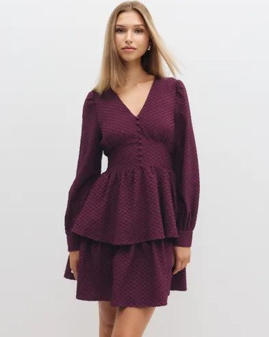 Vero Moda Rød Vmaugusta Ls Layer Short Dress Wvn