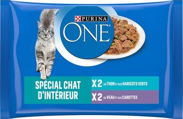 Purina One Våtfôr Innendørs Tunfisk Og Kalvekjøtt 8 X 85 G