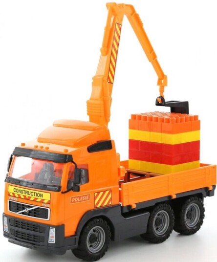 Polesie Volvo Powertruck Truck With Crane Arm + Construction Set Supermix-30 On Pallet Tray Truck Volvo Plast Oransje Sort Polesie Volvo Powertruck Truck With Crane Arm + Construction Set Supermix-30 On Pallet Tray Truck Volvo Plast Oransje Sort