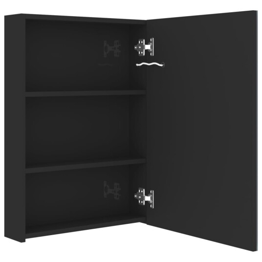 vidaXL LED-speilskap til bad blank svart 50x13x70 cm