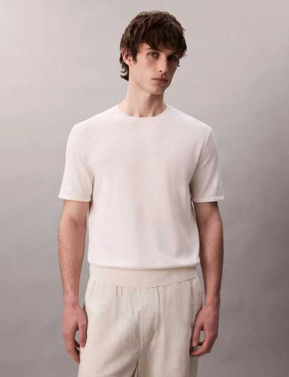 Calvin Klein Ss Supima Cotton Crew 14Gg - Cream - M