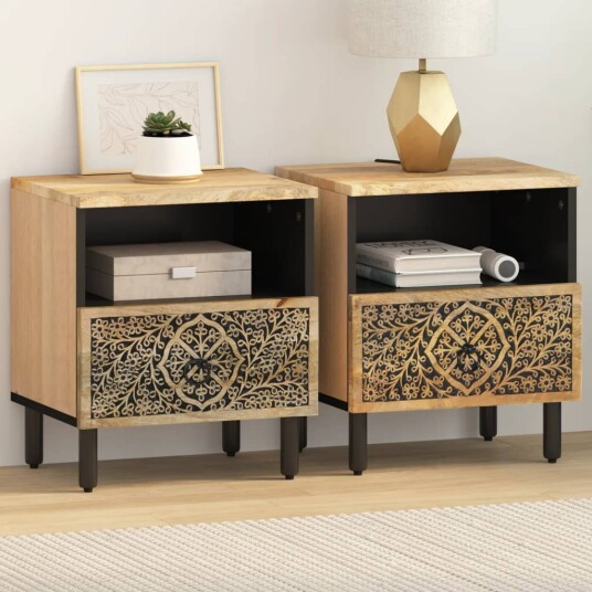  Nattbord 2 stk 40x33x46 cm heltre mango 8721012107779