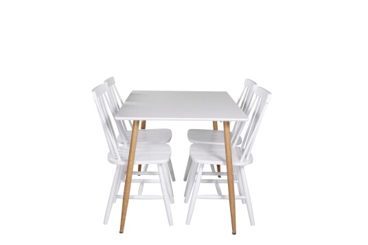 Venture Design Polar & Lönneberga spisegruppe Hvit/hvit 4 st stoler & bord 120 x 75 cm